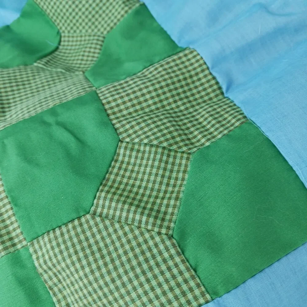 Handmade Bow Tie Quilt Top Hand Pieced Unfinished 95x71